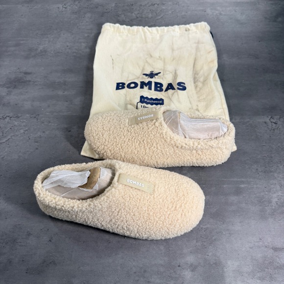 Bombas Shoes - Bombas Sunday Slippers Women 8‎ Cream Sherpa Plush Indoor Outdoor Mule Shoes